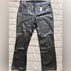 NWT GAP Women’s Sz 34/18 R High-Rise Vintage Slim Faux Leather Black Pants $89
